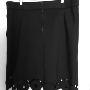 Plus Size Black Neoprene Skirt with Laser Cut Hem